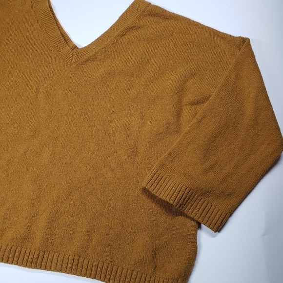 Madewell Double V-Neck Oversized Sweater Mustard size medium - Picture 3 of 10